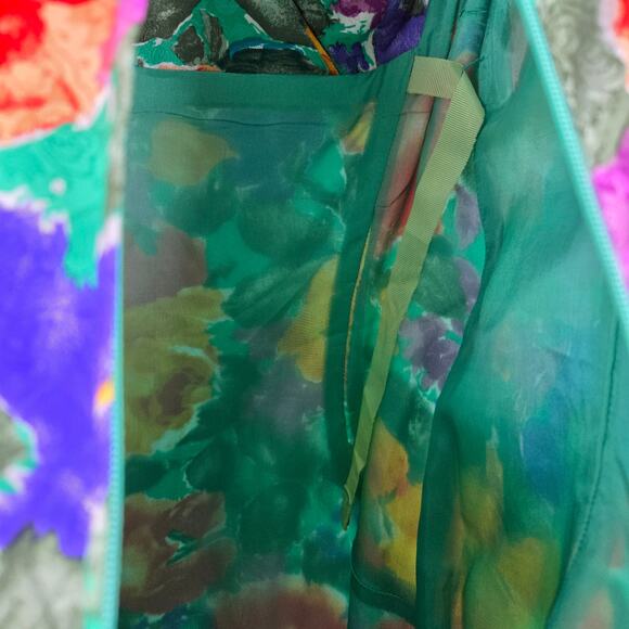 Vtg Gillian Multicolor Floral Silk Midi Cap‎ Sleeve Dress Sz 8 Feminine Garden - Picture 7 of 8